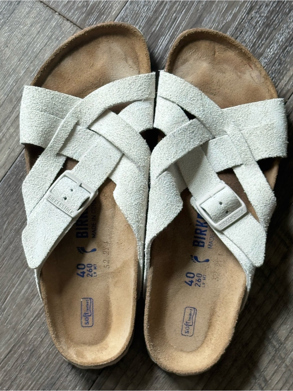 Birkenstock Women's Crisscross Suede Sandals in Winter-White